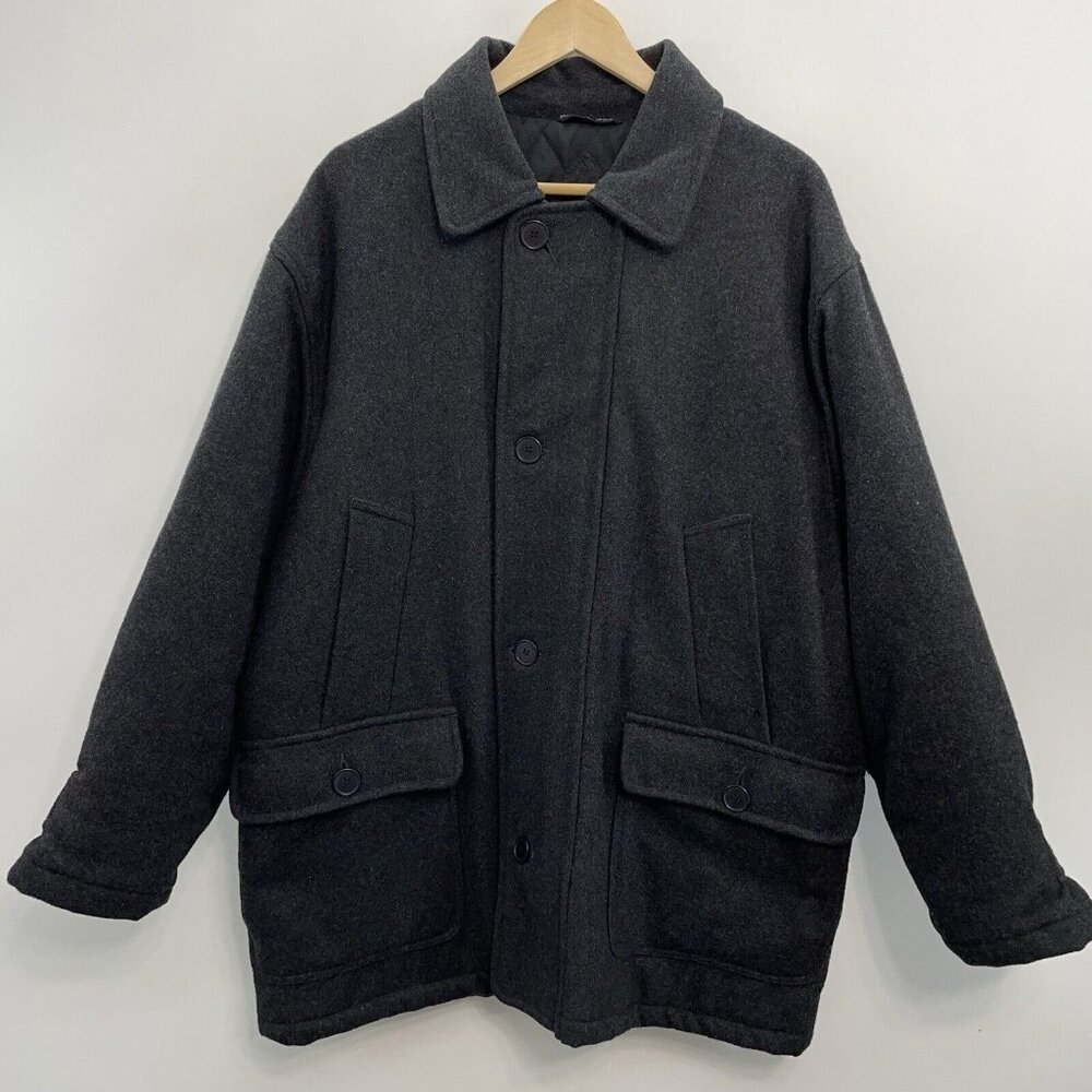 Britches Heavy Parka Jacket PeaCoat Wool Oversized Quilted Lining Black Mens M